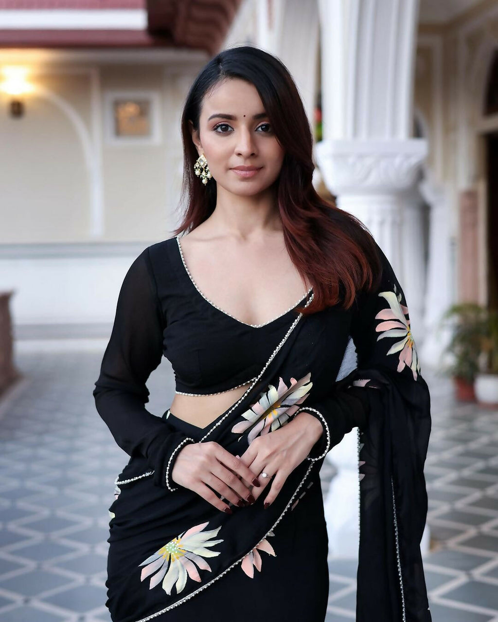 Exclusive Collection Black Party Wear Ruffle Georgette Saree