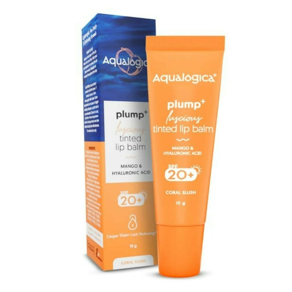 Aqualogica Coral Slush Plump+ Luscious Tinted Lip Balm with Mango and Hyaluronic Acid, SPF 20+