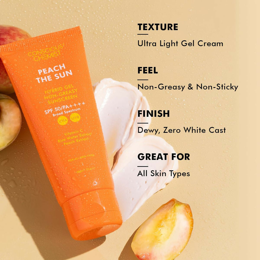 Conscious Chemist Peach The Sun Hybrid Gel Sunscreen SPF 50 PA ++++