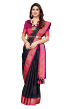 Vamika Weaving Navy Cotton Silk Saree - Distacart