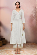 Joban Fashion Off White Anarkali With Golden Bead Work And Matching Pant