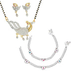 AanyaCentric Gold-plated Mangalsutra Pendant Earring Set & Silver Plated Anklet - Distacart