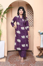 Miravan Womens Purple Printed Kurta With Palazzo - Distacart