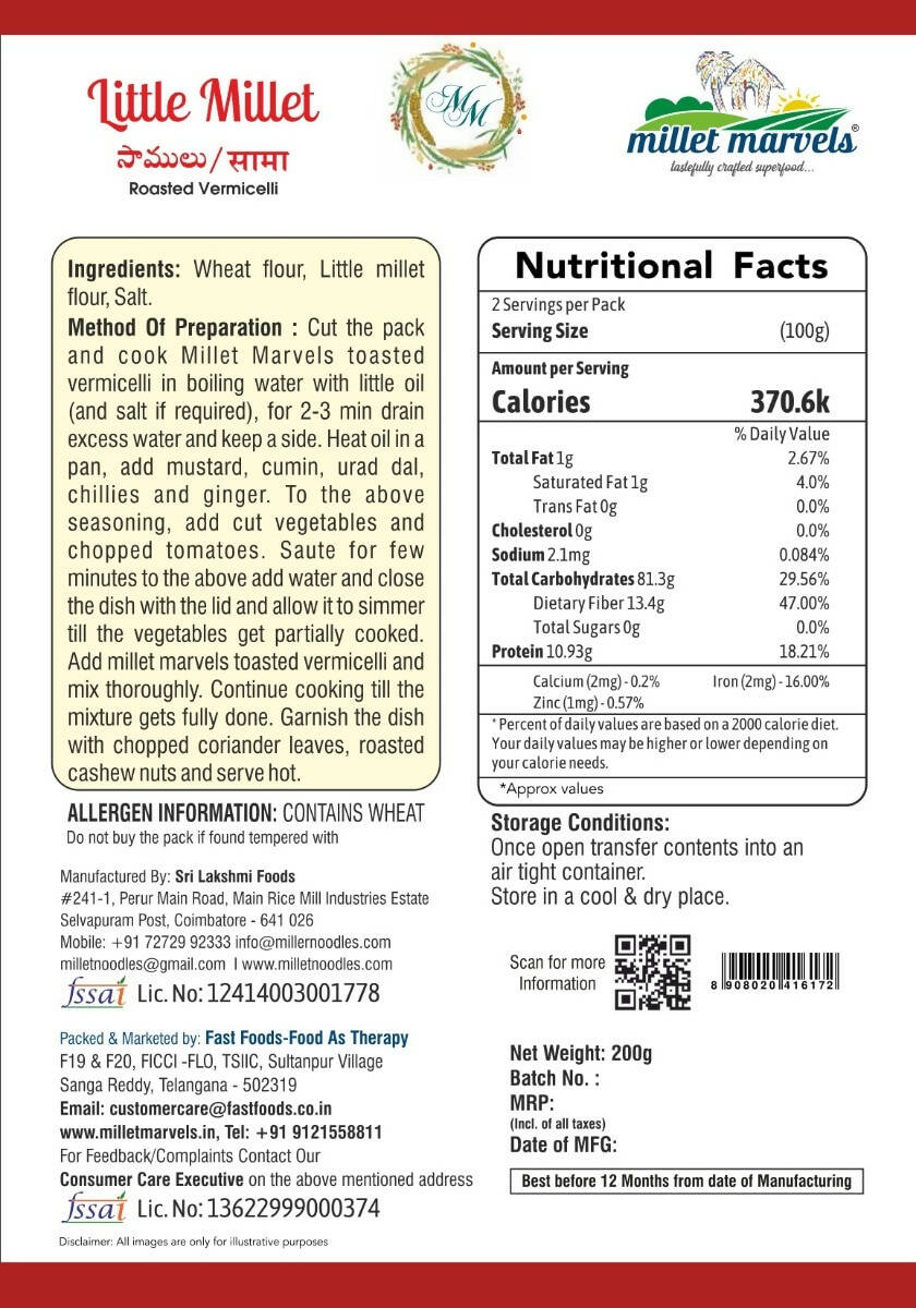 Millet Marvels Little Millet Roasted Vermicelli