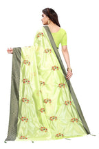 Vamika Parrot Green Crepe Embroidery Saree (Nirali Pista)