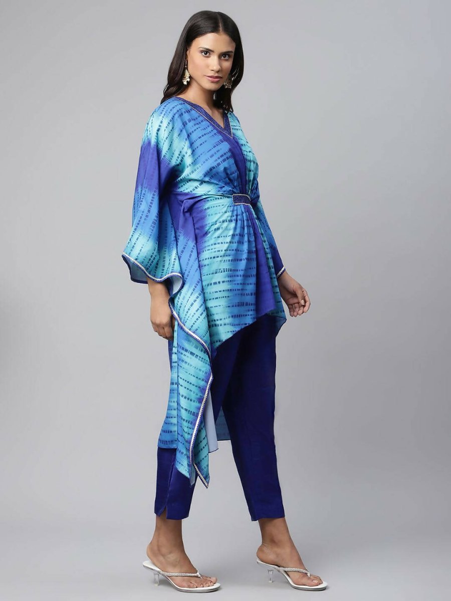 Ahalyaa Women Royal Blue Crepe Digital Printed Kaftan Kurta - Distacart