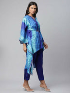 Ahalyaa Women Royal Blue Crepe Digital Printed Kaftan Kurta - Distacart
