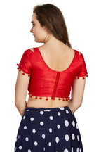 Aastha Fashion Women's Women's Orange Art Silk Button Readymade Blouse