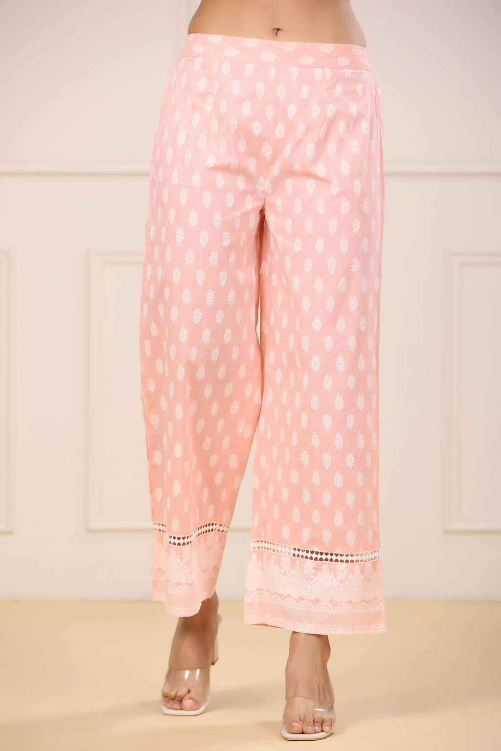 Juniper Women's Peach Printed Straight Kurta Sets - Distacart