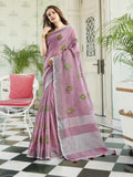 Shree Shyam Fashion Linen Light Purple Saree - Distacart
