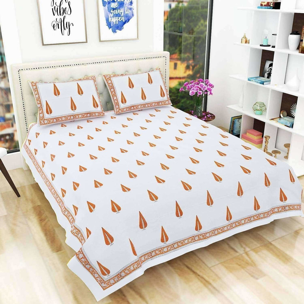 Hand Block Printed Double 230x270 Cms Jaipuri Bedspread with 2 Pillow Covers