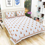 Hand Block Printed Double 230x270 Cms Jaipuri Bedspread with 2 Pillow Covers