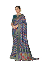 Blue Rangkat Tussar Silk Woven Design Saree with Unstitched Blouse - Mohmanthan Eshani