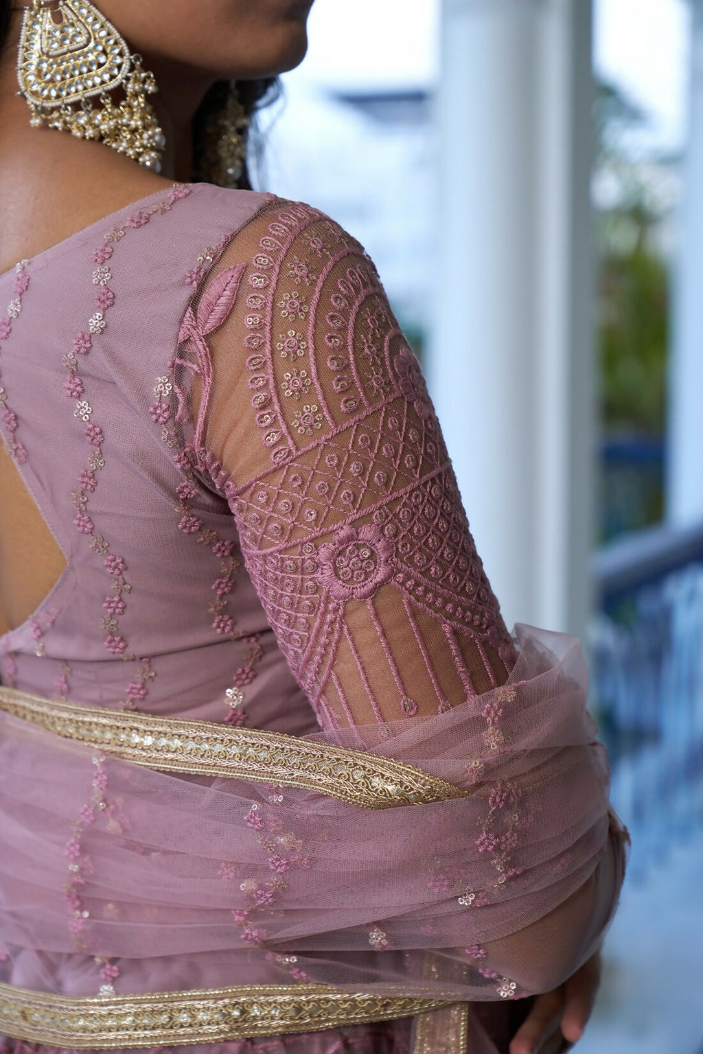 Eilara Glamorous Dusty Pink Butterfly Net With Tone To Tone Thread And Sequence Embroidered Work Lehenga Choli For Wedding