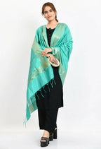 Mominos Fashion Moeza Women's Banarsi Silk Woven Design Sea Green Dupatta - Distacart