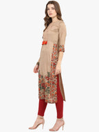 Janasya Brown Printed Straight Kurta - Distacart