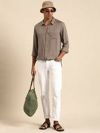 Grey Men Rayon Classic Opaque Casual Shirt - Mahotsav