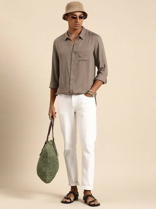 Grey Men Rayon Classic Opaque Casual Shirt - Mahotsav