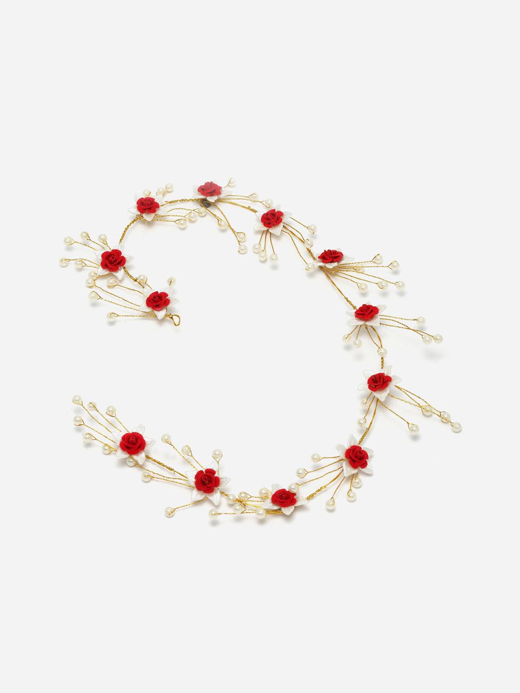 Panash Women Gold-Toned & Red Embellished Tiara - Distacart