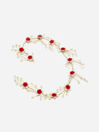 Panash Women Gold-Toned & Red Embellished Tiara - Distacart