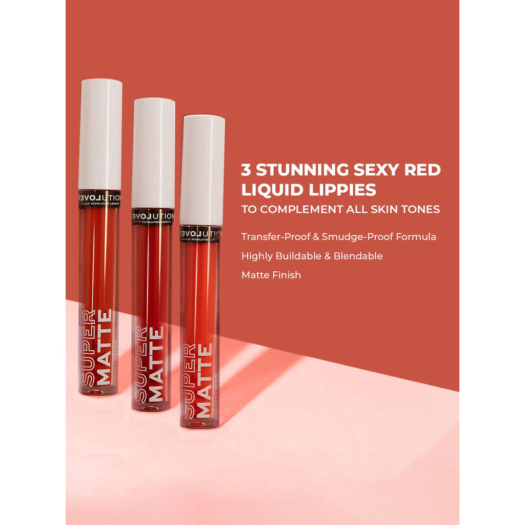 Makeup Revolution Relove Supermatte Liquid Lip Set - Heat - Distacart