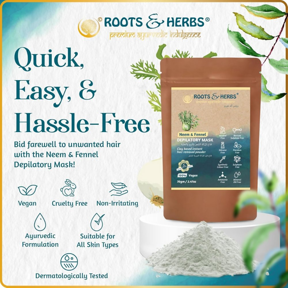 Roots and Herbs Neem and Fennel Depilatory Ubtan for Hair Removal