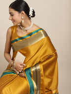 Saree Mall Mustard Zari Silk Blend Uppada Saree - Distacart