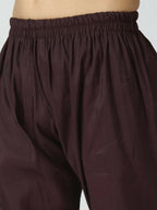 Joban Fashion Kids Island Full Sleeves Chanderi Kurta, Pyjama Set with Traditional Butta Work - Brown - Distacart