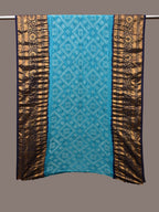 Dark Blue and Blue Bandhani Kanchipuram Silk Handloom Dupatta with Border Design - Global Threads