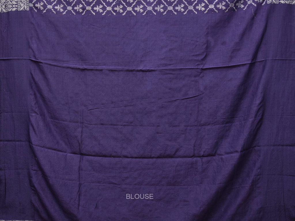 Dark Blue Cut Work Tussar Cotton Handloom Saree with All Over Jamdani Style Design - Global Threads