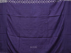 Dark Blue Cut Work Tussar Cotton Handloom Saree with All Over Jamdani Style Design - Global Threads