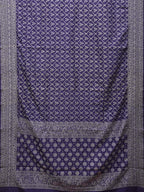 Dark Blue Cut Work Tussar Cotton Handloom Saree with All Over Jamdani Style Design - Global Threads