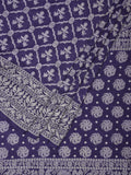 Dark Blue Cut Work Tussar Cotton Handloom Saree with All Over Jamdani Style Design - Global Threads