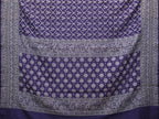 Dark Blue Cut Work Tussar Cotton Handloom Saree with All Over Jamdani Style Design - Global Threads