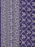 Dark Blue Cut Work Tussar Cotton Handloom Saree with All Over Jamdani Style Design - Global Threads