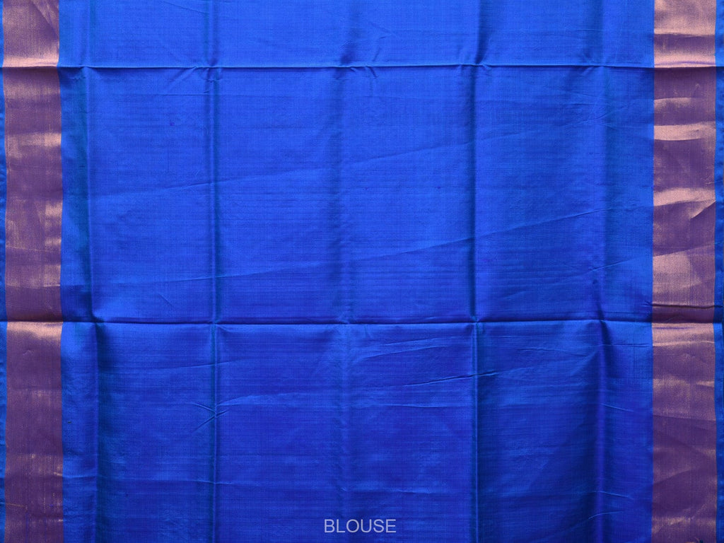 Dark Blue Uppada Silk Handloom Saree with Body Buta and Checks Design - Global Threads