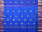 Dark Blue Uppada Silk Handloom Saree with Body Buta and Checks Design - Global Threads