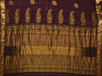 Dark Brown Bandhani Kanchipuram Silk Handloom Saree with Mango Pallu Design - Global Threads
