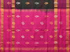 Dark Green and Purple Uppada Silk Handloom Saree with Checks and Body Buta Design - Global Threads