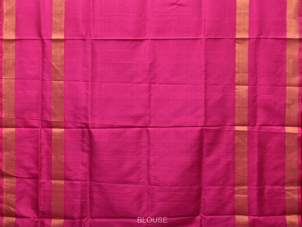Dark Green and Purple Uppada Silk Handloom Saree with Checks and Body Buta Design - Global Threads