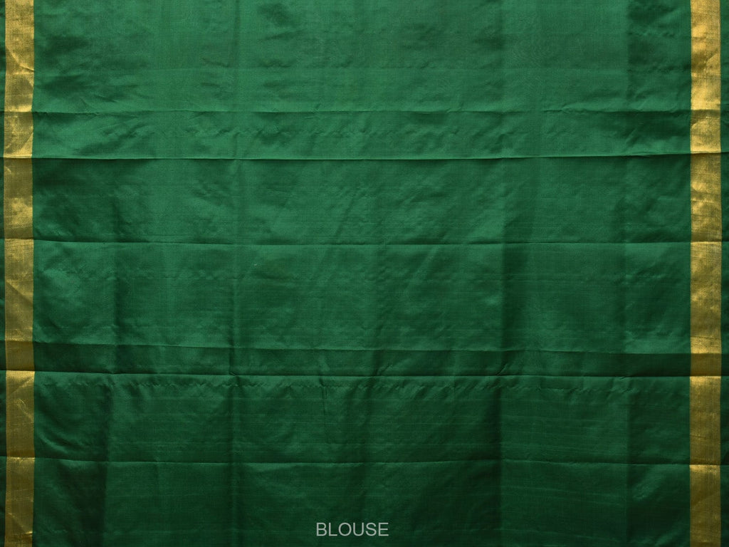 Dark Green Uppada Silk Handloom Saree with All Over Lotus and Birds Design - Global Threads