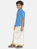 Sethukrishna Blue & White Shirt with Dhoti For Boys