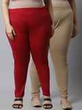 TAG 7 Women Pack Of 2 Plus Size Solid Ankle-Length Leggings
