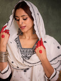 Indo Era Floral Embroidered Thread Work Pure Cotton Kurta With Trousers & Dupatta - Distacart