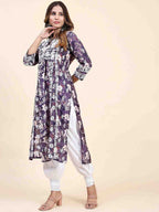 HOUSE OF KARI Floral Printed Chikankari Work Kurta