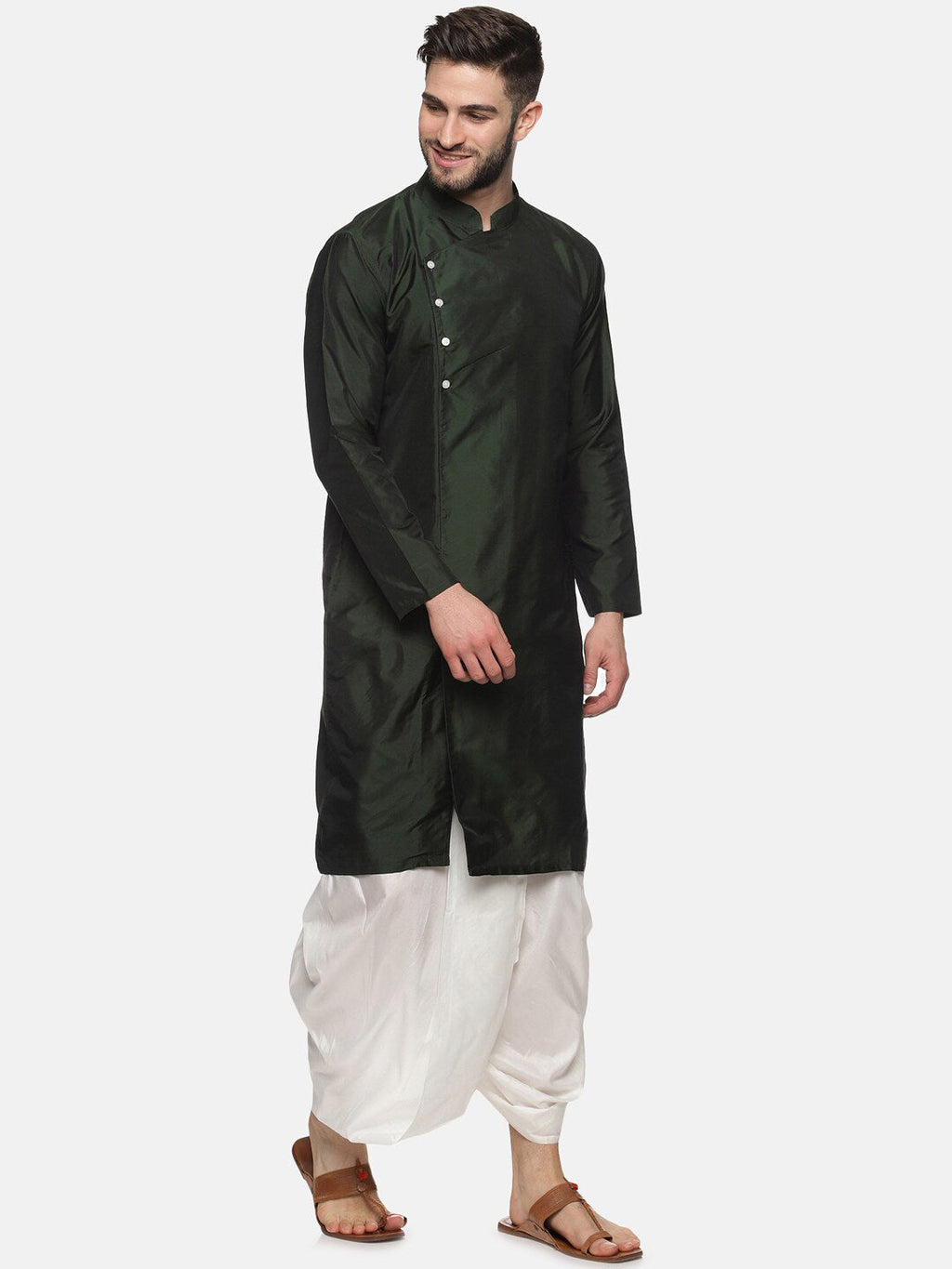 Sethukrishna Men Green Angrakha Kurta with Dhoti Pants - Distacart