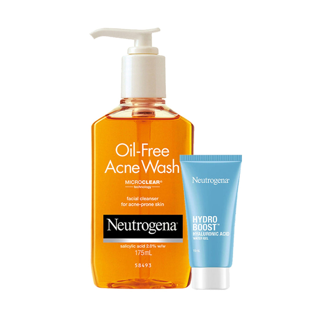Neutrogena Monsoon Bestseller Duo - Oil-Free Acne Wash + Face Moisturizer For Supercharged Hydration