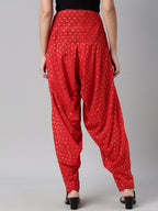 Souchii Red & Gold-Coloured Woven Design Pure Cotton Patiala - Distacart