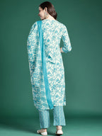 Indo Era Floral Printed Kurta with Trousers & Dupatta - Distacart
