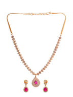 Saraf RS Jewellery Gold-Plated White & Red American Diamond Studded & Beaded Handcrafted Jewellery Set - Distacart